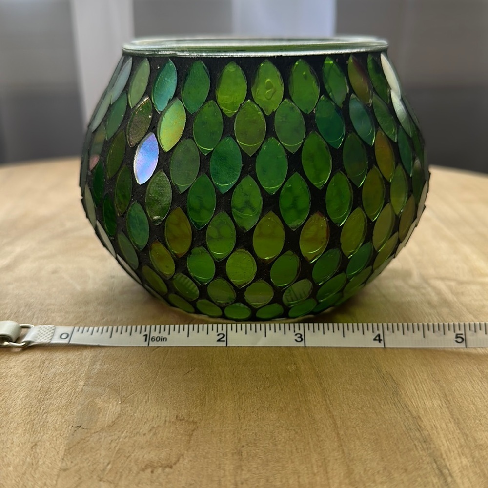 2 green and maroon mosaic candle holders! - Picture 7 of 12
